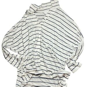 Striped Open Front Cardigan, White & Blue, Long Sleeve SIZE LARGE